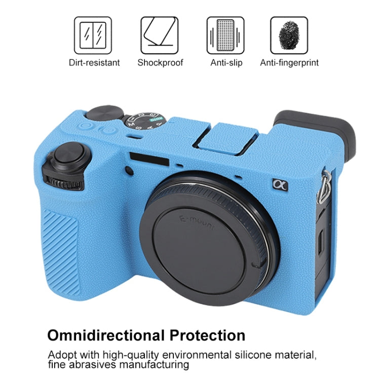 For Sony ILCE-6700 / A6700 Litchi Texture Soft Silicone Protective Case(Blue) by buy2fix