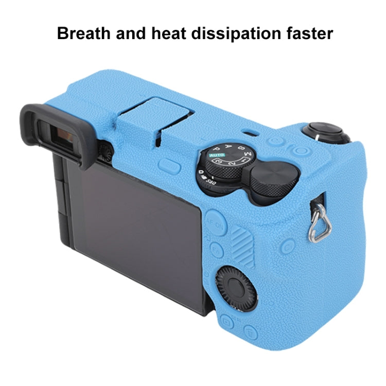 For Sony ILCE-6700 / A6700 Litchi Texture Soft Silicone Protective Case(Blue) by buy2fix