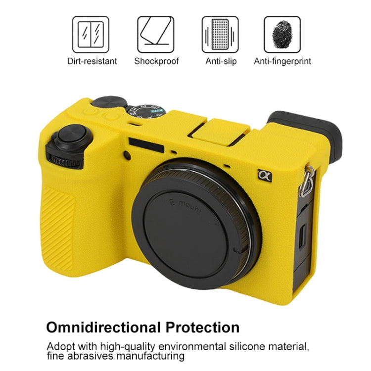 For Sony ILCE-6700 / A6700 Litchi Texture Soft Silicone Protective Case(Yellow) by buy2fix