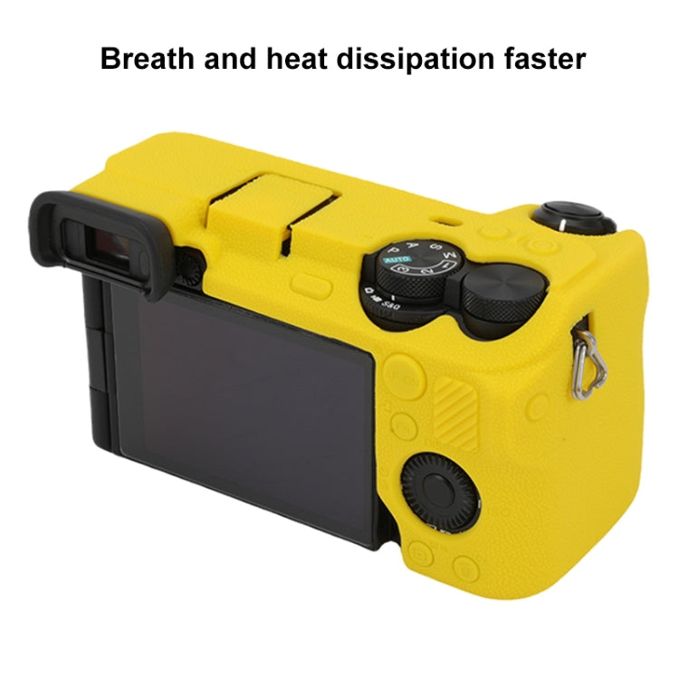 For Sony ILCE-6700 / A6700 Litchi Texture Soft Silicone Protective Case(Yellow) by buy2fix