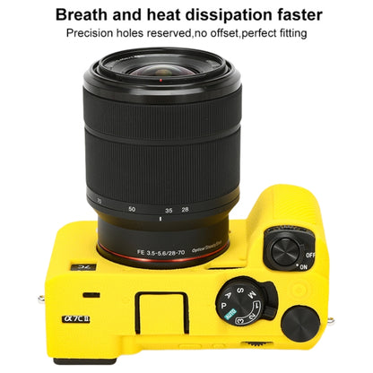 For Sony ILCE-7CM2 / A7C II / A7CR Litchi Texture Soft Silicone Protective Case(Yellow) - Protective Case by buy2fix | Online Shopping UK | buy2fix