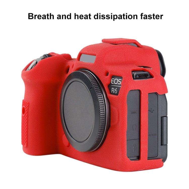 For Canon EOS R6 Mark II Litchi Texture Soft Silicone Protective Case(Red) by buy2fix