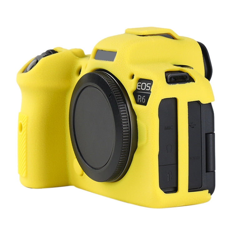 For Canon EOS R6 Mark II Litchi Texture Soft Silicone Protective Case(Yellow) by buy2fix