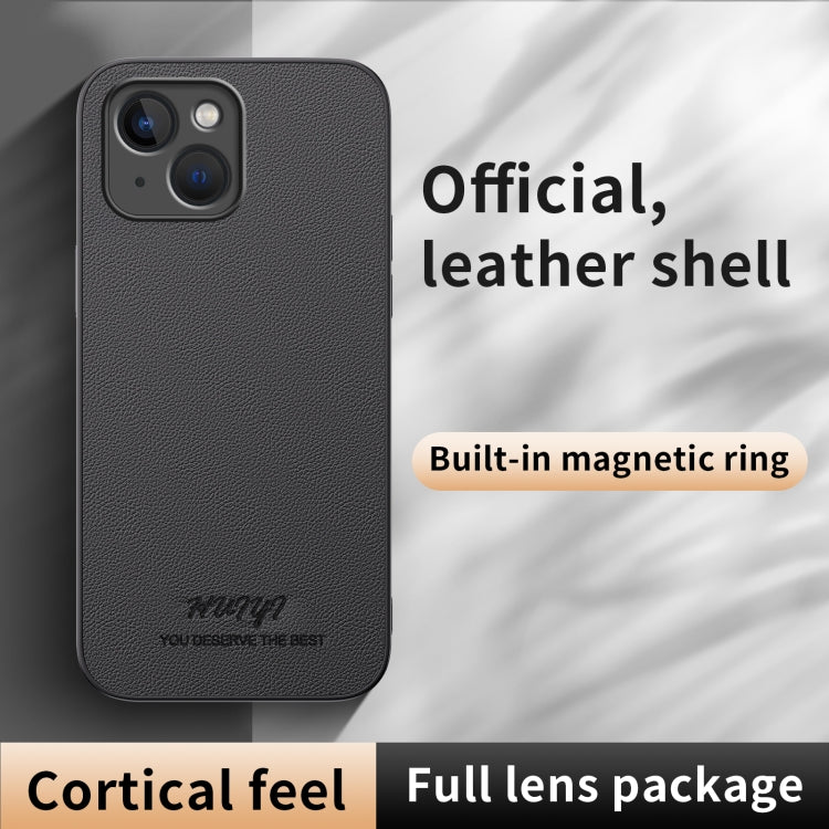 For iPhone 13 HUIYI Leather Magnetic Phone Case(Grey) by buy2fix