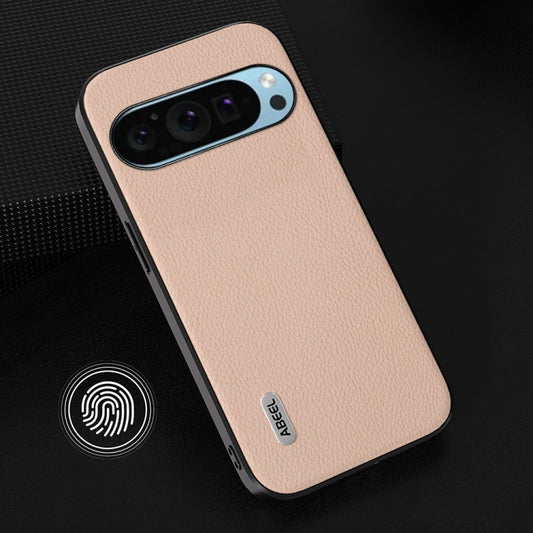 For Google Pixel 9 Pro ABEEL Genuine Leather + PC Litchi Texture Phone Case(Pink Gold) by buy2fix