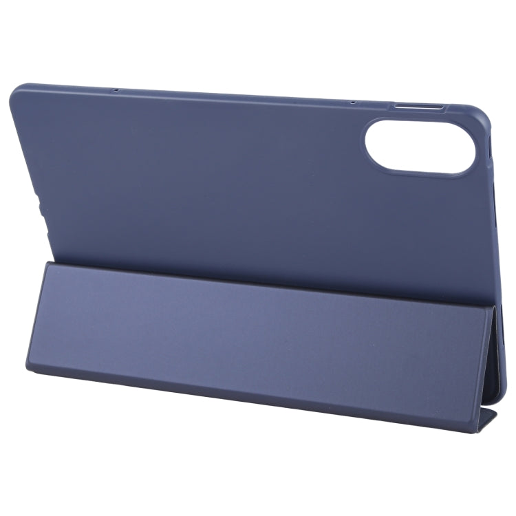 For Huawei MatePad SE 11 2024 Tri-fold Silicone Leather Tablet Case(Dark Blue) - Huawei by buy2fix | Online Shopping UK | buy2fix