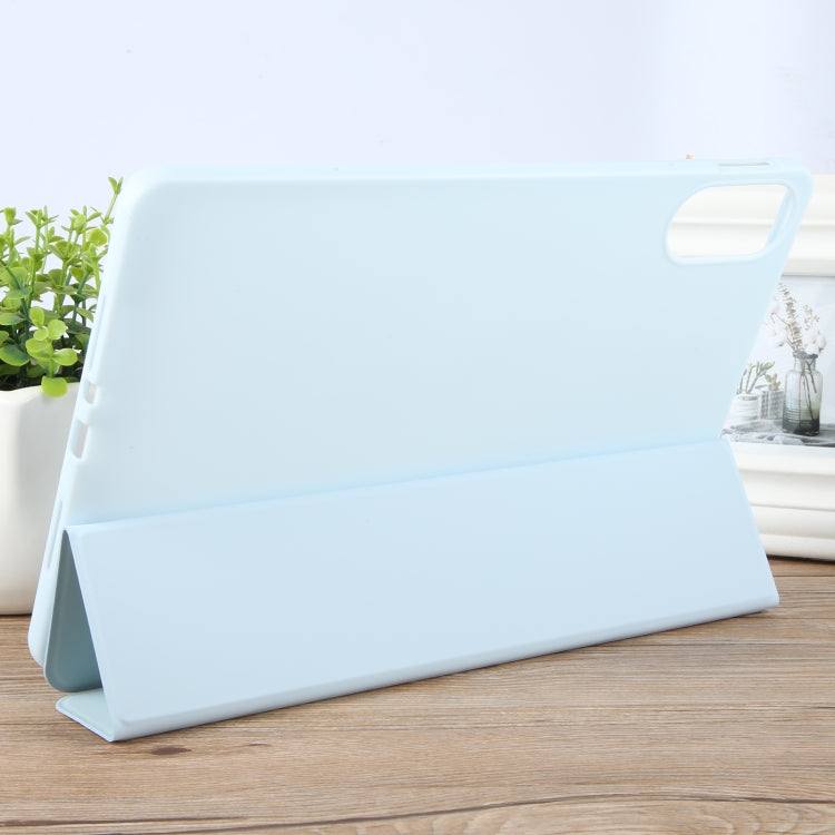 For Huawei MatePad SE 11 2024 Tri-fold Silicone Leather Tablet Case(Ice Blue) by buy2fix