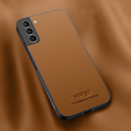 For Samsung Galaxy S21+ 5G HUIYI Leather Magnetic Phone Case(Brown)