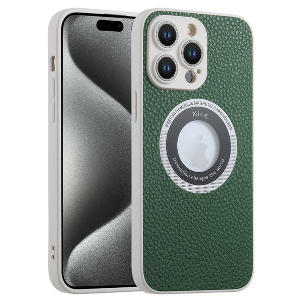 For iPhone 15 Pro Litchi Texture MagSafe TPU Full Coverage Shockproof Phone Case(Green) by buy2fix
