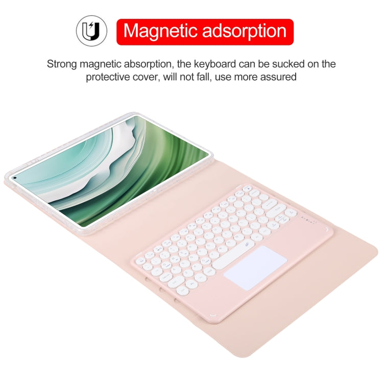 For Huawei MatePad Pro 11 2024 / 2022 Round Button Bluetooth Keyboard Rotatable Holder Leather Case with Touchpad(Rose Gold) - Huawei Keyboard by buy2fix | Online Shopping UK | buy2fix