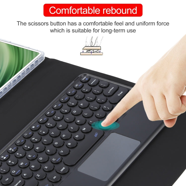 For Huawei MatePad Pro 11 2024 / 2022 Round Button Bluetooth Keyboard Rotatable Holder Leather Case with Touchpad(Black) - Huawei Keyboard by buy2fix | Online Shopping UK | buy2fix