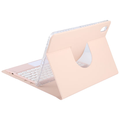 For Huawei MatePad Air 11.5 Round Button Bluetooth Keyboard Rotatable Holder Leather Case with Touchpad(Rose Gold) - Huawei Keyboard by buy2fix | Online Shopping UK | buy2fix