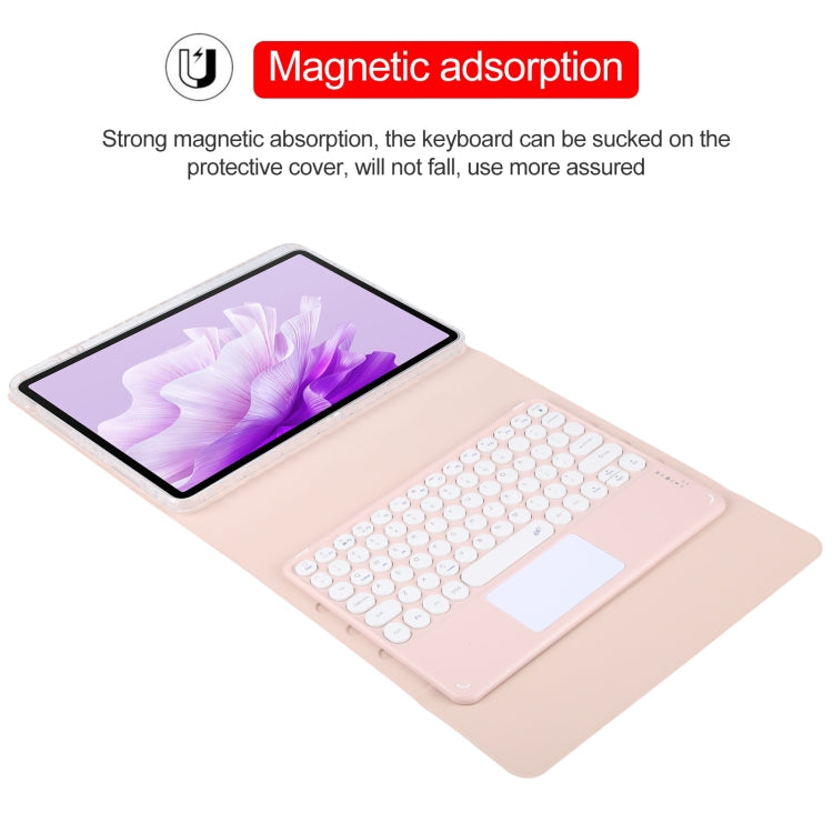 For Huawei MatePad Air 11.5 Round Button Bluetooth Keyboard Rotatable Holder Leather Case with Touchpad(Rose Gold) - Huawei Keyboard by buy2fix | Online Shopping UK | buy2fix