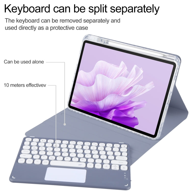 For Huawei MatePad Air 11.5 Round Button Bluetooth Keyboard Rotatable Holder Leather Case with Touchpad(Lavender Purple) - Huawei Keyboard by buy2fix | Online Shopping UK | buy2fix