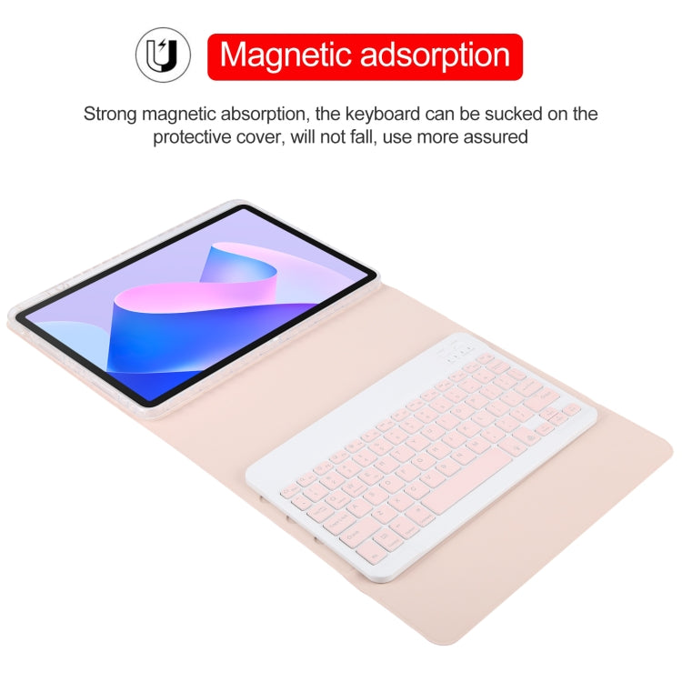 For Huawei MatePad 11 2023 / 2021 Square Button Backlight Bluetooth Keyboard Rotatable Holder Leather Case(Rose Gold) - Huawei Keyboard by buy2fix | Online Shopping UK | buy2fix