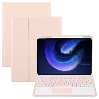 For Xiaomi Pad 6 Square Button Bluetooth Keyboard Rotatable Holder Leather Case with Touchpad(Rose Gold) - Others Keyboard by buy2fix | Online Shopping UK | buy2fix