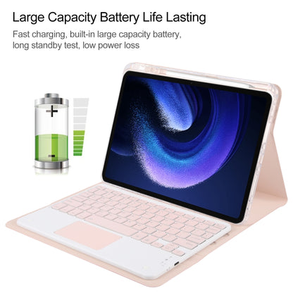 For Xiaomi Pad 6 Square Button Bluetooth Keyboard Rotatable Holder Leather Case with Touchpad(Rose Gold) - Others Keyboard by buy2fix | Online Shopping UK | buy2fix