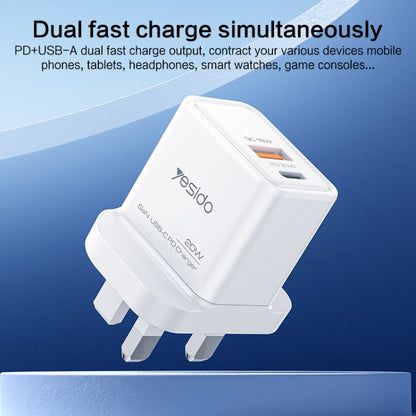 Yesido YC80 PD20W Dual Port Type-C GaN Charger, UK Plug - USB Charger by Yesido | Online Shopping UK | buy2fix