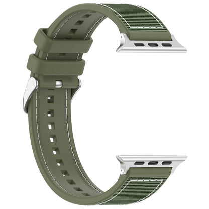 For Apple Watch Ultra 2 49mm Ordinary Buckle Hybrid Nylon Braid Silicone Watch Band(Green) - Watch Bands by buy2fix | Online Shopping UK | buy2fix