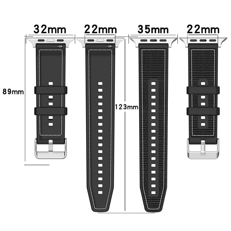 For Apple Watch Ultra 2 49mm Ordinary Buckle Hybrid Nylon Braid Silicone Watch Band(Black) by buy2fix