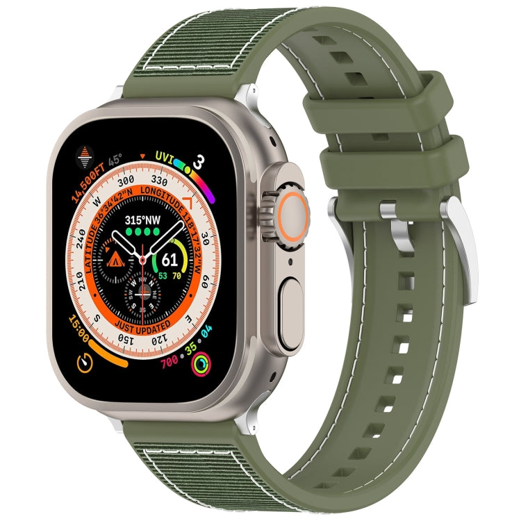 For Apple Watch Ultra 49mm Official Buckle Hybrid Nylon Braid Silicone Watch Band(Green) - Watch Bands by buy2fix | Online Shopping UK | buy2fix