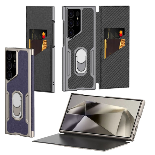 For Samsung Galaxy S24 Ultra 5G GKK Armor Flip Leather Phone Case, Without Pen(Carbon Fiber Texture) by GKK