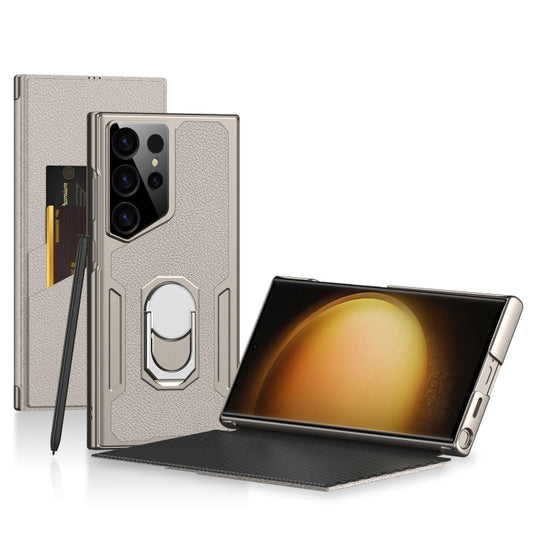 For Samsung Galaxy S23 Ultra 5G GKK Armor Flip Leather Phone Case, Without Pen(Gold) by GKK