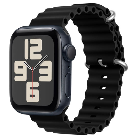 For Apple Watch SE 2023 44mm ZGA Ocean Silicone Watch Band(Black)