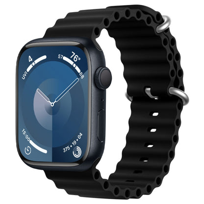 For Apple Watch Series 9 45mm ZGA Ocean Silicone Watch Band(Black) - Watch Bands by ZGA | Online Shopping UK | buy2fix