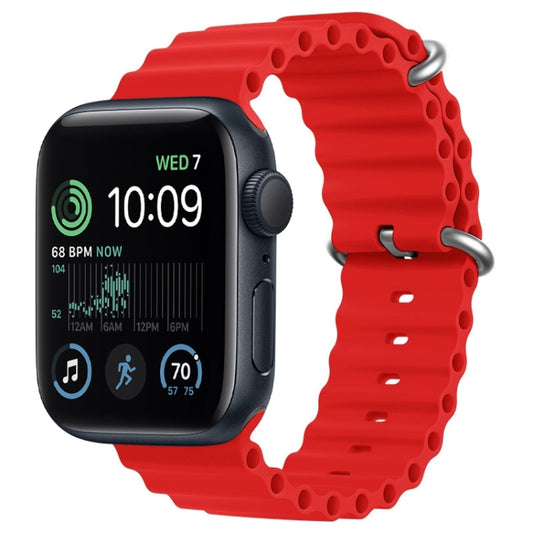 For Apple Watch SE 2022 44mm ZGA Ocean Silicone Watch Band(Red) - Watch Bands by ZGA | Online Shopping UK | buy2fix