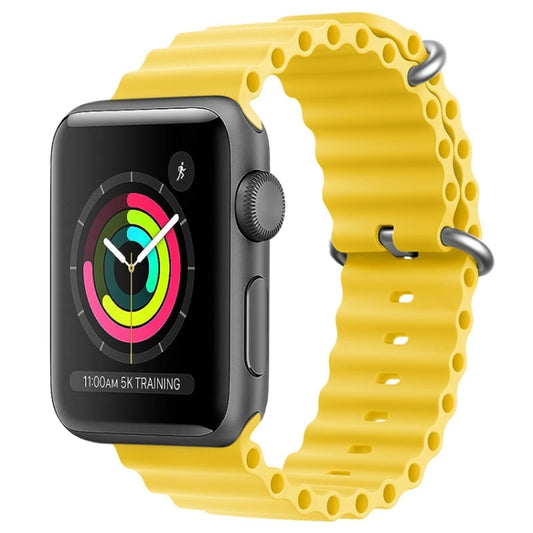 For Apple Watch Series 3 42mm ZGA Ocean Silicone Watch Band(Yellow) - Watch Bands by ZGA | Online Shopping UK | buy2fix