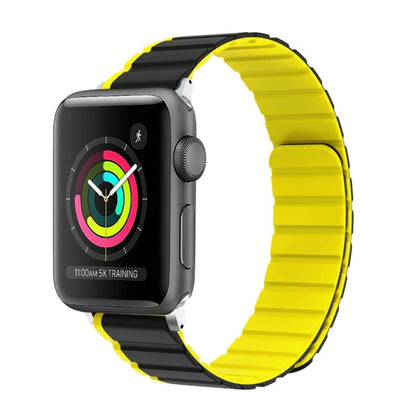 For Apple Watch Series 3 42mm ZGA Two Color Magnetic Silicone Watch Band(Grey+Yellow) - Watch Bands by ZGA | Online Shopping UK | buy2fix