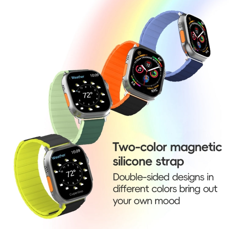 For Apple Watch Series 3 42mm ZGA Two Color Magnetic Silicone Watch Band(Grey+Yellow) - Watch Bands by ZGA | Online Shopping UK | buy2fix