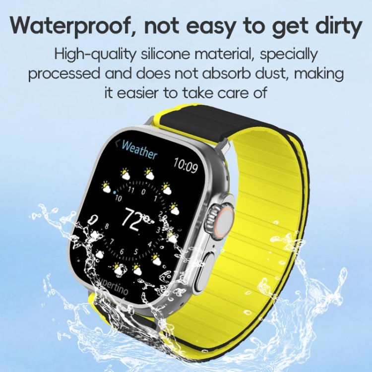 For Apple Watch SE 2023 44mm ZGA Two Color Magnetic Silicone Watch Band(Grey+Yellow) - Watch Bands by ZGA | Online Shopping UK | buy2fix