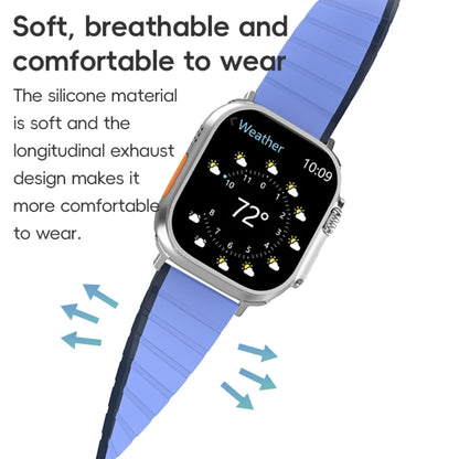 For Apple Watch Series 5 44mm ZGA Two Color Magnetic Silicone Watch Band(Dark Blue+Light Blue) - Watch Bands by ZGA | Online Shopping UK | buy2fix