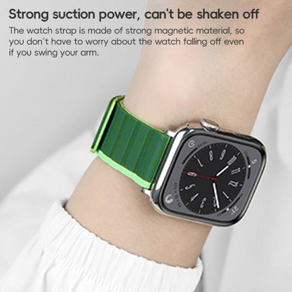 For Apple Watch SE 2022 44mm ZGA Two Color Magnetic Silicone Watch Band(Dark Green+Light Green) - Watch Bands by ZGA | Online Shopping UK | buy2fix