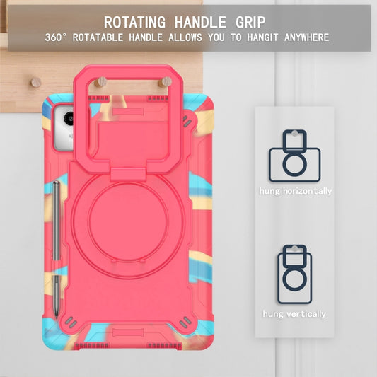 For Lenovo Tab M11/ Xiaoxin Pad 11 2024 Handle Robot Silicone Hybrid PC Tablet Case(Camouflage Rose Red) by buy2fix