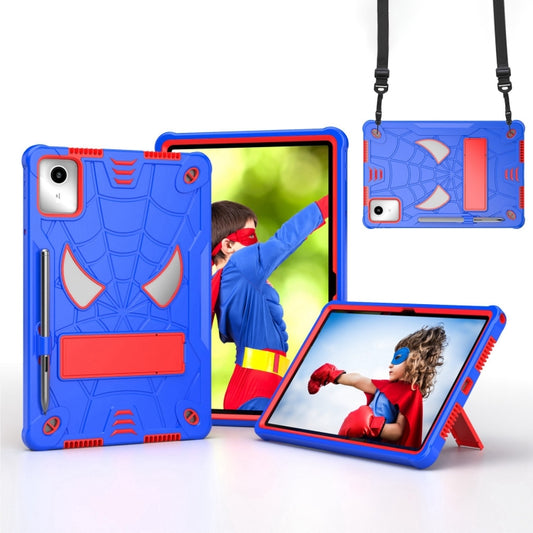 For Lenovo Tab M11/ Xiaoxin Pad 11 2024 Fold-Holder Spider Silicone Hybrid PC Tablet Case(Blue Red) - Lenovo by buy2fix | Online Shopping UK | buy2fix