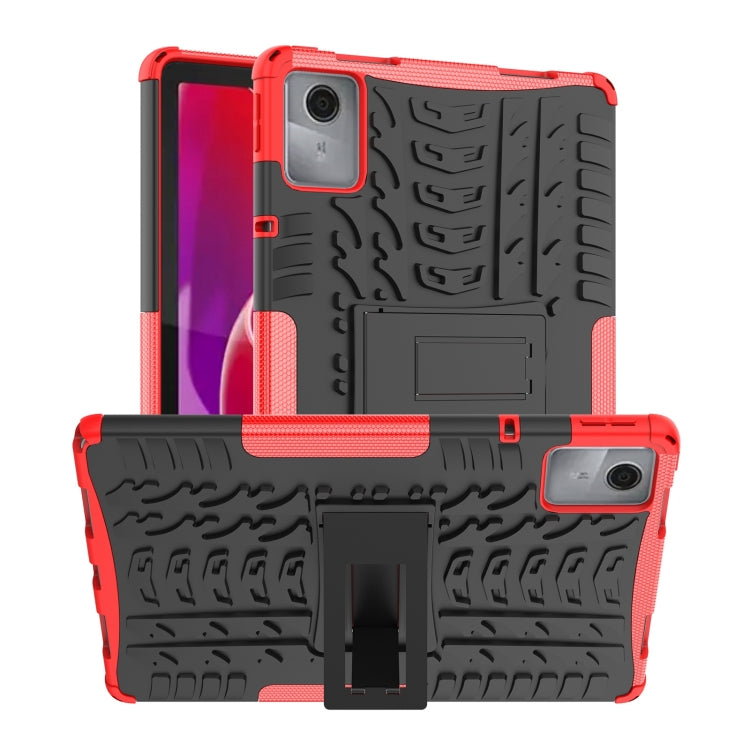 For Lenovo Tab M11/ Xiaoxin Pad 11 2024 Tire Texture TPU Hybrid PC Tablet Case with Holder(Red) by buy2fix