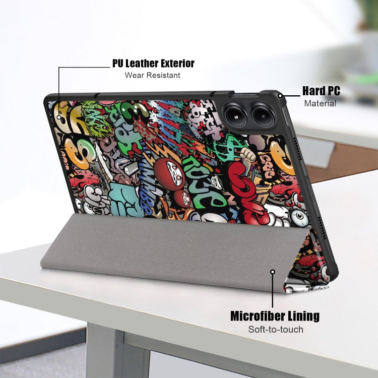 For Xiaomi Redmi Pad Pro 12.1 Custer Painted 3-Fold Stand Leather Smart Tablet Case(Graffiti) - More Tablet Cases by buy2fix | Online Shopping UK | buy2fix