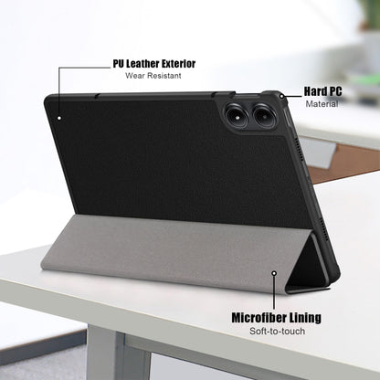 For Xiaomi Redmi Pad Pro 12.1 Custer Pure Color 3-Fold Stand Leather Smart Tablet Case(Black) - More Tablet Cases by buy2fix | Online Shopping UK | buy2fix