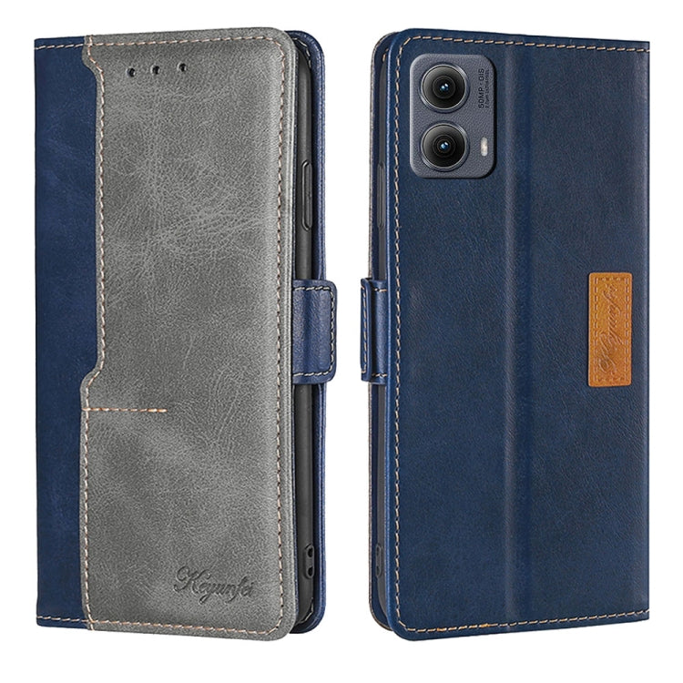 For Motorola Edge 5G 2024 Contrast Color Side Buckle Leather Phone Case(Blue + Grey) by buy2fix