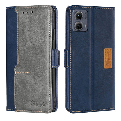 For Motorola Edge 5G 2024 Contrast Color Side Buckle Leather Phone Case(Blue + Grey) by buy2fix