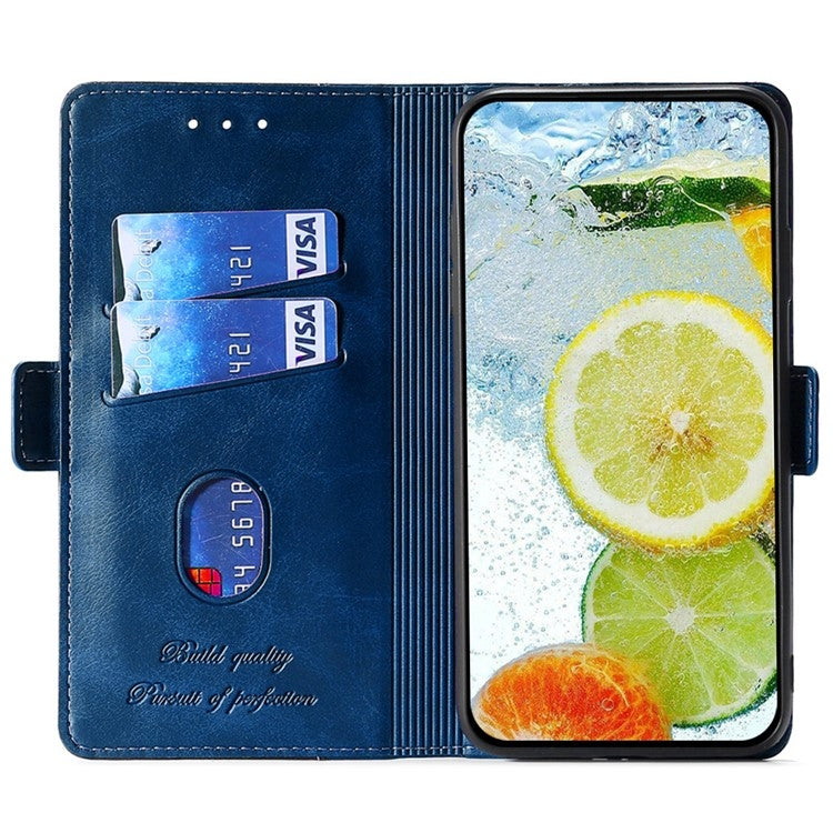 For Motorola Edge 5G 2024 Contrast Color Side Buckle Leather Phone Case(Blue + Grey) by buy2fix