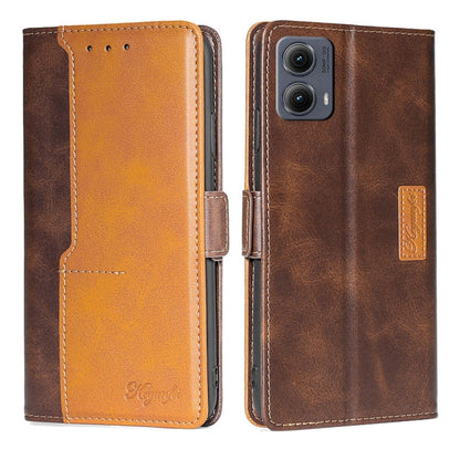 For Motorola Edge 5G 2024 Contrast Color Side Buckle Leather Phone Case(Dark Brown + Gold) - Motorola Cases by buy2fix | Online Shopping UK | buy2fix