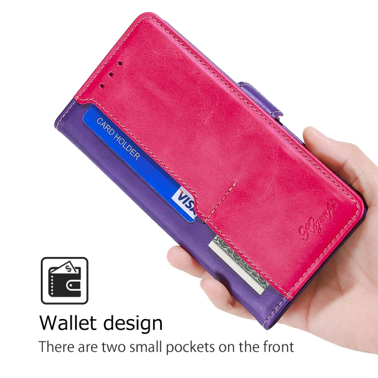 For Motorola Edge 5G 2024 Contrast Color Side Buckle Leather Phone Case(Purple + Rose Red) by buy2fix