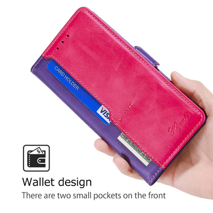 For Motorola Edge 5G 2024 Contrast Color Side Buckle Leather Phone Case(Purple + Rose Red) by buy2fix