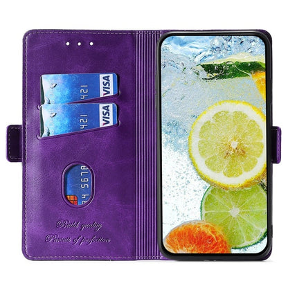 For Motorola Edge 5G 2024 Contrast Color Side Buckle Leather Phone Case(Purple + Rose Red) by buy2fix