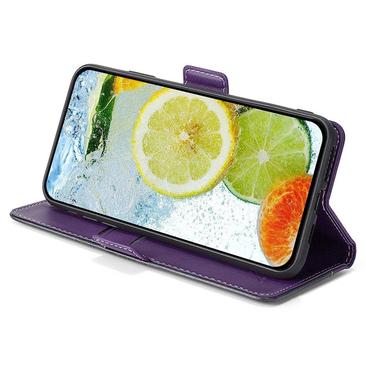 For Motorola Edge 5G 2024 Contrast Color Side Buckle Leather Phone Case(Purple + Rose Red) by buy2fix