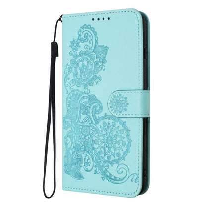 For iPhone 17 Air Datura Flower Embossed Flip Leather Phone Case(Light Blue) - iPhone 17 Air Cases by buy2fix | Online Shopping UK | buy2fix
